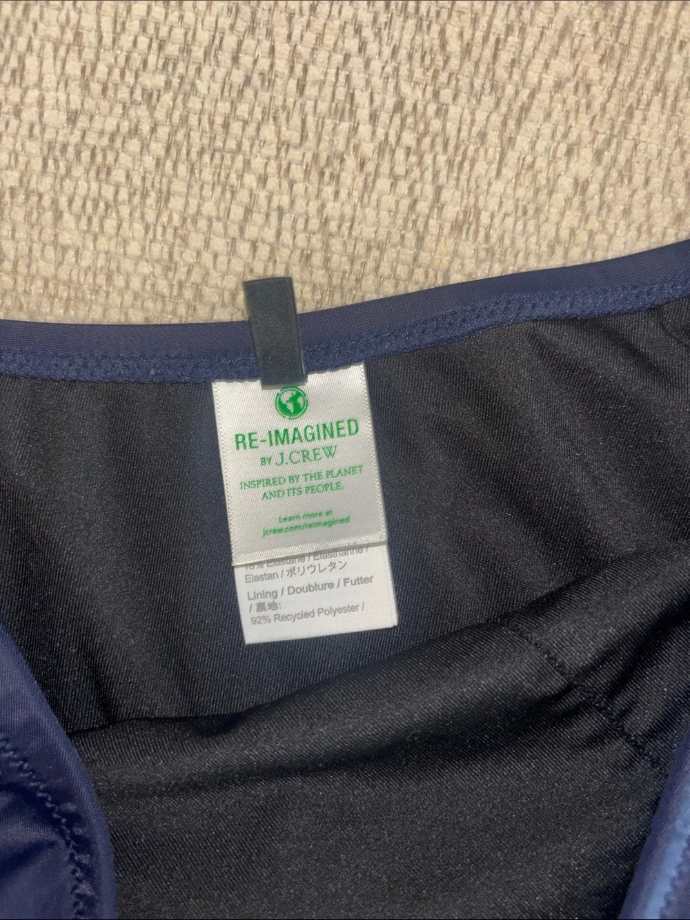 J. Crew Plus Size One-Shoulder Navy Blue Swimsuit with Tie Strap